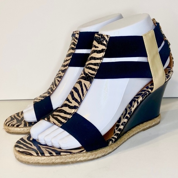 Fendi Carioca Zebra Wedge Sandals Size 38 - Picture 2 of 14